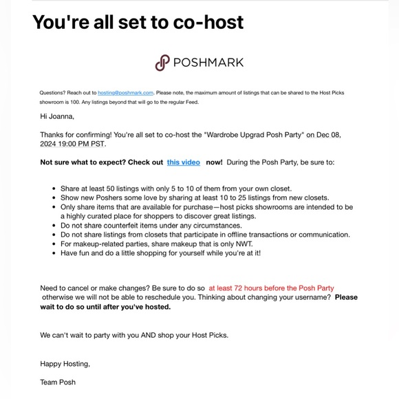 🎉 Thank you for joining the Party!! 🎉 
Wardrobe Upgrade Posh Party - Picture 5 of 5